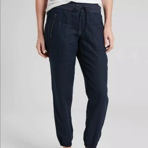 NEW Athleta Cabo Linen Jogger, Navy SIZE 10